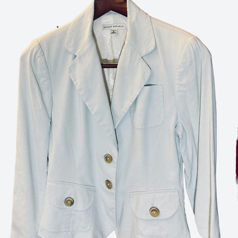 Banana Republic Womens (8) Blazer Blush Lime 2-Button Stretch Linen.Retail: $158